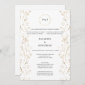 金ゴールド離れの優雅な結婚式 招待状 (正面/裏面)