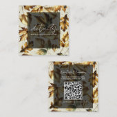 金ゴールド離れアモンドベージュブラック秋の結婚式詳細 スクエア名刺 (正面/裏面)