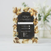 金ゴールド離れアモンド&ベージュブラックグラム秋RSVP 出欠カード (スタンド正面)