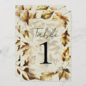 金ゴールド離れアーモンドベージュグラム結婚のテーブル 招待状 (正面/裏面)