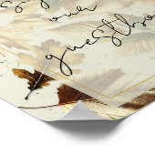 金ゴールド離れアーモンドベージュ結婚のゲストブックサイン ポスター (角)