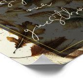 金ゴールド離れアーモンドベージュ&ブラックゲストブックサイン ポスター (角)