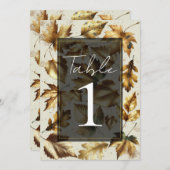 金ゴールド離れアーモンドベージュ&ブラック結婚ズテーブル 招待状 (正面/裏面)