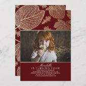 金ゴールド離れエレガント秋フォト誕生日パーティー 招待状 (正面/裏面)