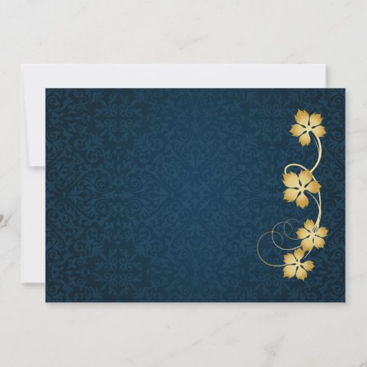 金ゴールド離れオンつる植物ブルー85誕生日 招待状 (裏面)