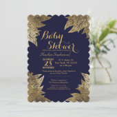 金ゴールド離れオンネイビーブルーベビーシャワー招待状 招待状 (スタンド正面)