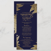 金ゴールド離れオンネイビーブルー結婚式 プログラム (正面/裏面)