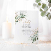 金ゴールド離れグリーロマンチックかわいいブライダルシャワー 招待状