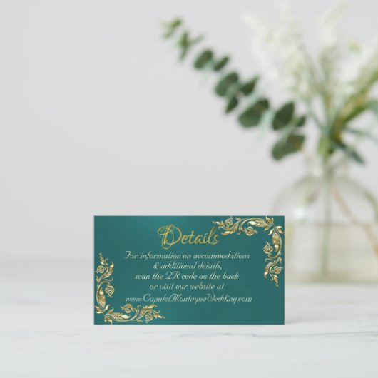 金ゴールド離れフレームオンティール（緑がかった色）、QRコード エンクロージャーカード (スタンド正面)