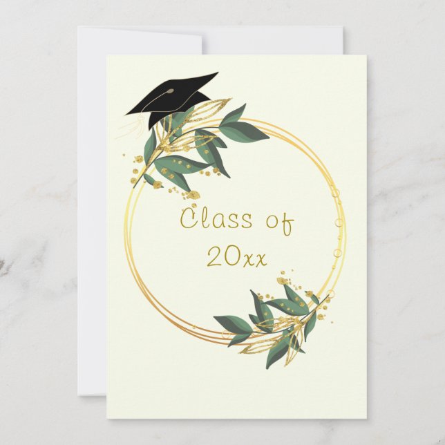 金ゴールド離れフレーム卒業招待状テンプレート (裏面)