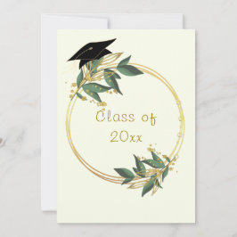 金ゴールド離れフレーム卒業招待状テンプレート