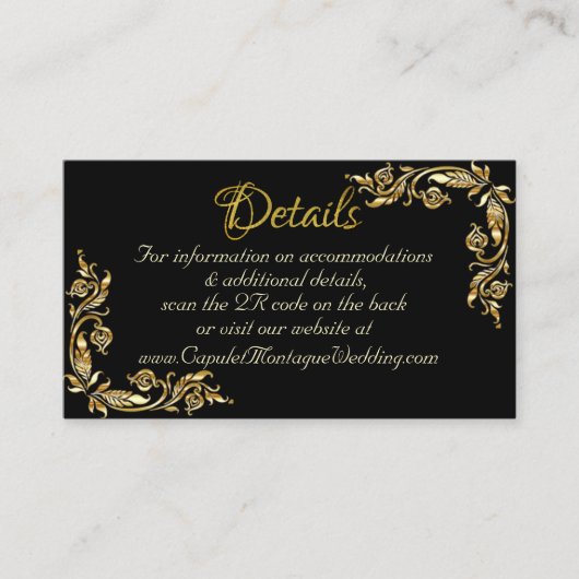 金ゴールド離れフレーム（黒、QRコード） エンクロージャーカード (正面)