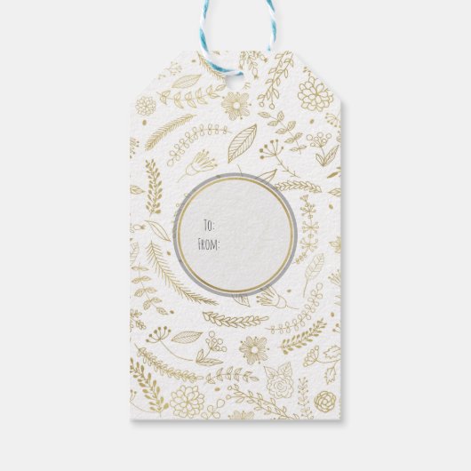金ゴールド離れフローラ素朴結婚式の引き出物 ギフトタグ (裏面)