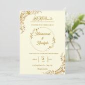 金ゴールド離れムスリム結婚ズNikah Walima 招待状 (スタンド正面)