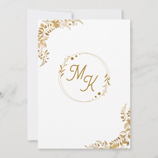 金ゴールド離れムスリム結婚ズNikah Walima 招待状 (裏面)