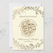 金ゴールド離れムリ華美ズム結婚式招待状ニカ 招待状 (裏面)