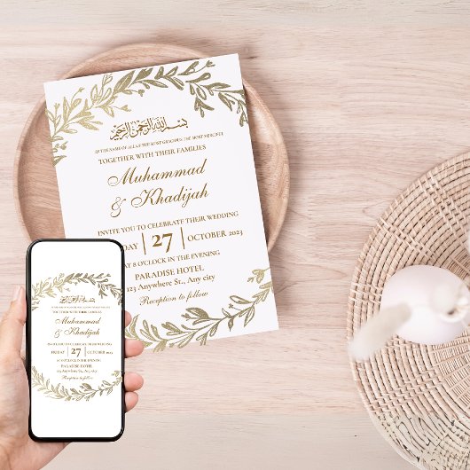 金ゴールド離れムリ華美ズム結婚式招待状ニカ 招待状