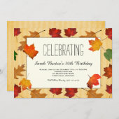 金ゴールド離れ秋パーティーお祝い招待状 招待状 (正面/裏面)