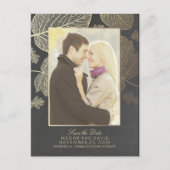 金ゴールド離れ秋写真の保存日付 案内ポストカード (正面)