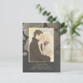 金ゴールド離れ秋写真の保存日付 案内ポストカード (スタンド正面)