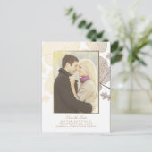 金ゴールド離れ秋白写真保存日付 案内ポストカード (スタンド正面)