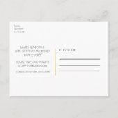 金ゴールド離れ素朴フローラ結婚式の日付の保存 案内ポストカード (裏面)