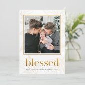 金ゴールド離れ賛美と額縁フォトホリデー 招待状 (スタンド正面)