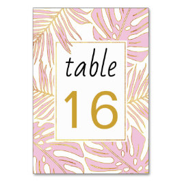 金ゴールド離れ輪郭を持つ熱帯ピ結婚ンク テーブルナンバー