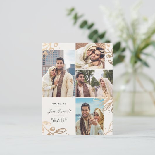 金ゴールド離れ4写真結婚の発表 案内ポストカード (スタンド正面)