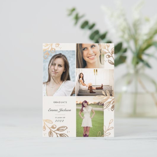 金ゴールド離れ4枚フォトグラードアナウンスメントポストカード 案内ポストカード (スタンド正面)