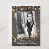 金ゴールド離れ&ライツダーク素朴ウッドスウィート16 招待状 (正面)