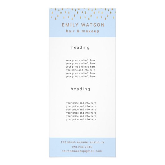 金ゴールド雨滴箔フェイクトレンディー価格 ラックカード (正面)