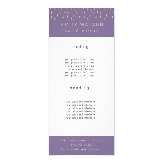 金ゴールド雨滴箔フェイクトレンディー価格 ラックカード (正面)