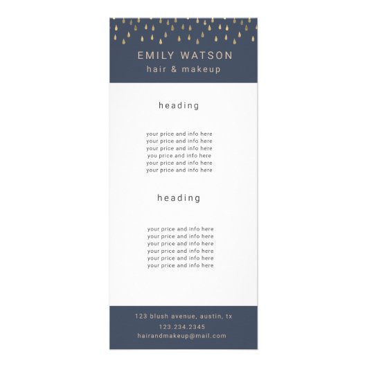 金ゴールド雨滴箔フェイクトレンディー価格 ラックカード (正面)