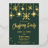 金ゴールド雪がエレガントクリスマス企業の休暇 箔招待状 (正面)