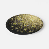 金ゴールド雪が黒正月夜パーティー ペーパープレート (アングル)
