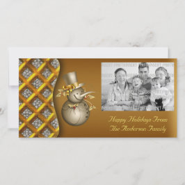 金ゴールド雪だるまクリスマスフォトカード シーズンカード