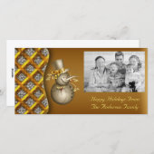 金ゴールド雪だるまクリスマスフォトカード シーズンカード (正面/裏面)