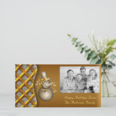 金ゴールド雪だるまクリスマスフォトカード シーズンカード (スタンド正面)