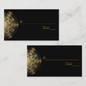 金ゴールド雪の上の黒い冬の結婚式座席表 プレイスカード (正面/裏面)