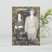 金ゴールド雪の暖かい願いクリスマスの写真 シーズンカード (スタンド正面)