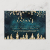 金ゴールド雪の松のティール(緑がかった色)クリスマス冬の詳細 エンクロージャーカード (正面)