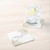 金ゴールド雪の白い冬の結婚式 スクエアペーパーコースター (インサイチュ)