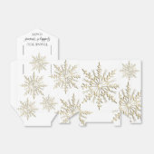 金ゴールド雪の白い冬の結婚式 フェイバーボックス (折り畳みなし)