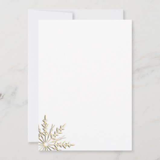 金ゴールド雪の白い冬の結婚式 招待状 (裏面)