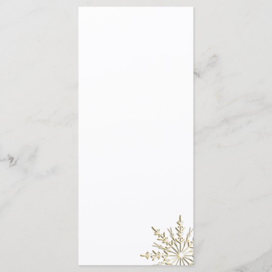 金ゴールド雪の結晶が白い冬の結婚式プログラム プログラム (裏面)