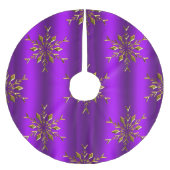 金ゴールド雪の結晶が紫色のクリスマスに ブラッシュドポリエステルツリースカート (正面)