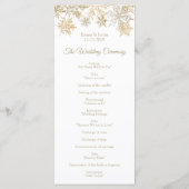 金ゴールド雪エレガント雪の冬クリスマスラックカード プログラム (裏面)