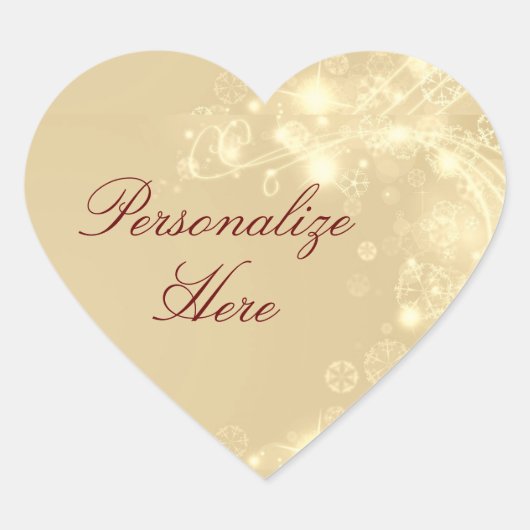 金ゴールド雪エレガント雪パーティー ハートシール (正面)