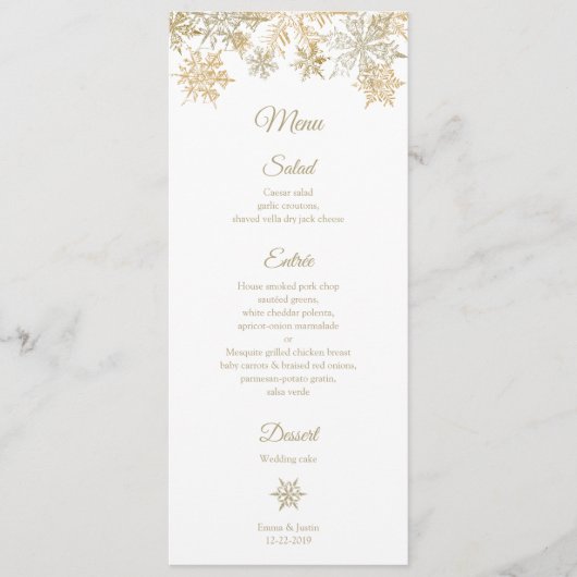 金ゴールド雪エレガント雪冬クリスマステーマ メニュー (正面)